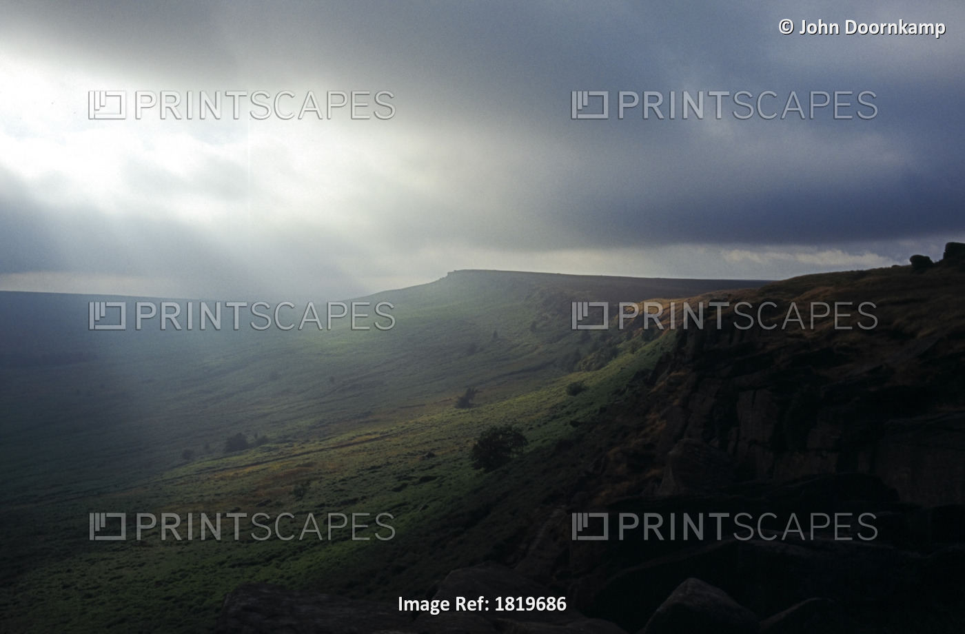 STORMY SKY IN PEAK DISTRICT NATIONAL PARK, DERBYSHIRE, ENGLAND