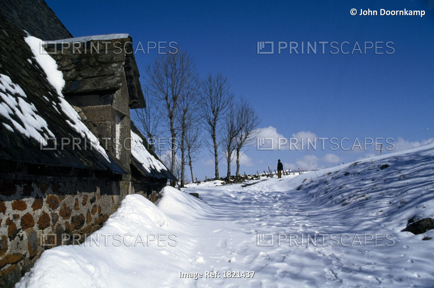 SNOW COVERED CHALET, MASSIF CENTRALE, FRANCE