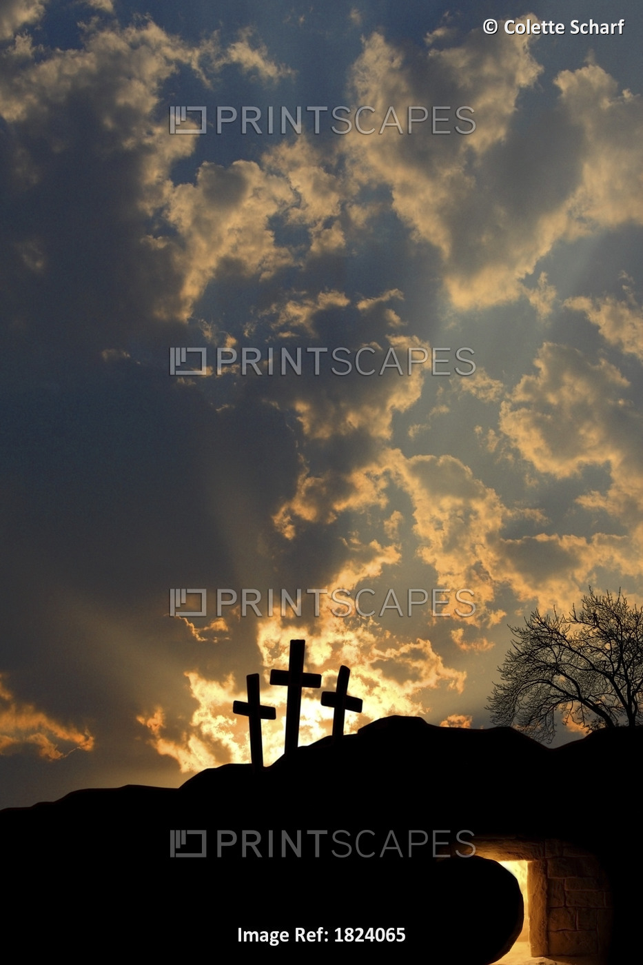 Empty Tomb And Three Crosses