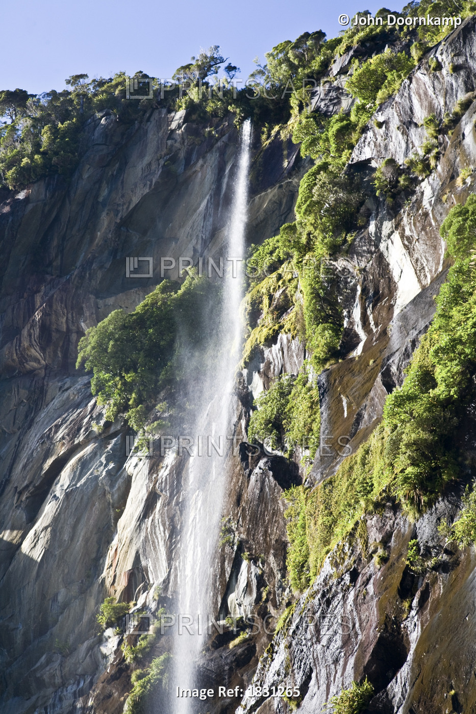 WATERFALL IN MILFORD SOUND, NEW ZEALAND 2