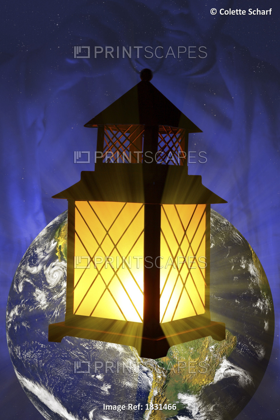 Lantern On A Picture Of The Earth