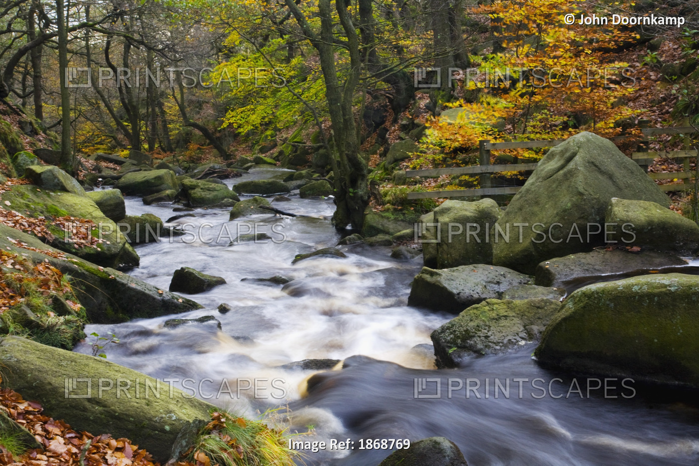 Padley Gorge, Derbyshire, England; Burbage Brook In Autumn