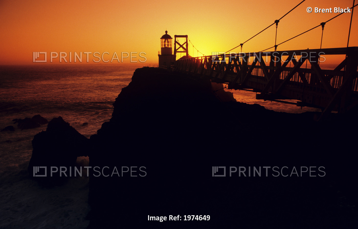 California, San Francisco Bay, Point Bonita Lighthouse At Sunset.