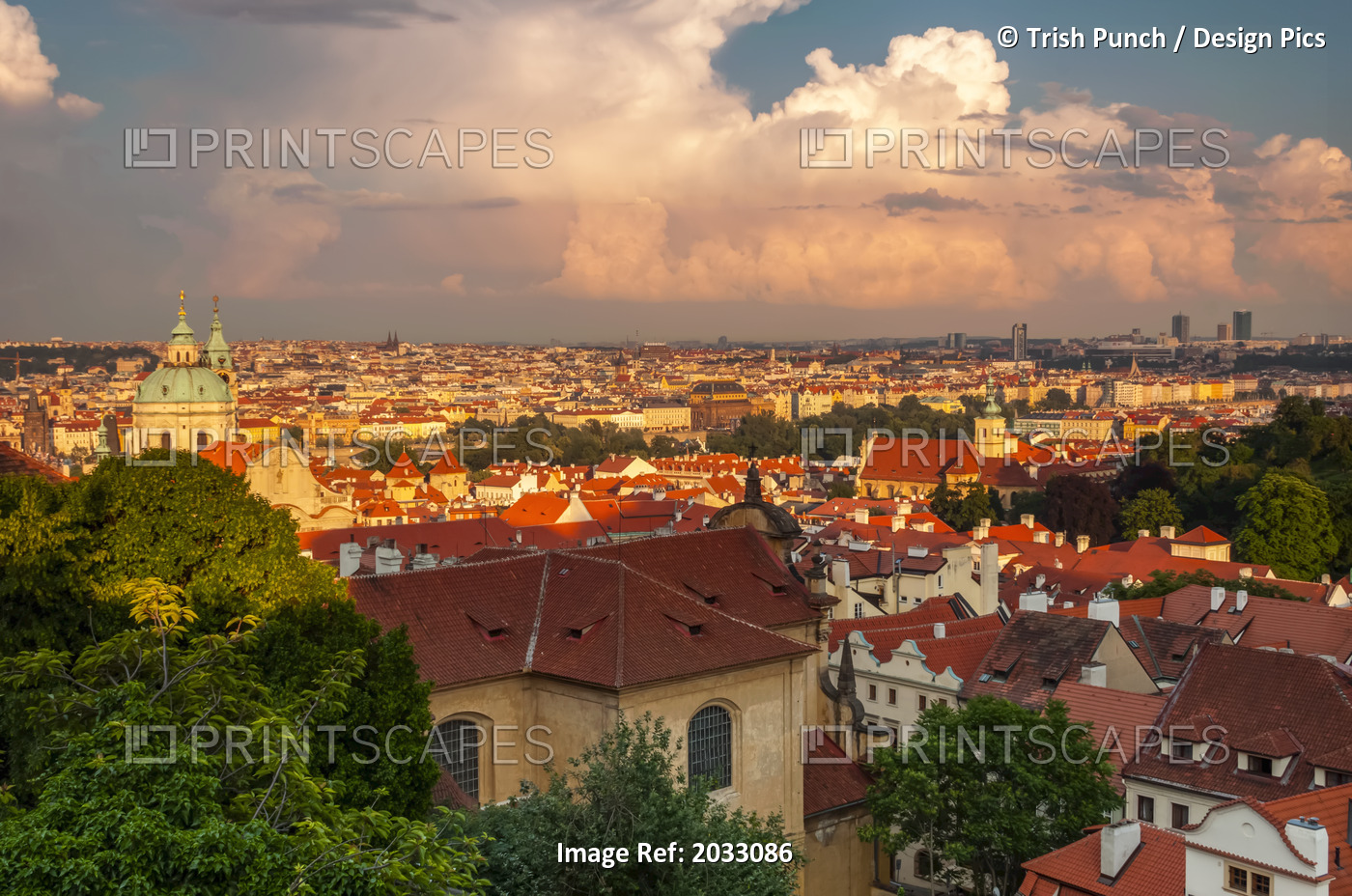 View Of Prague Rooftops From Castle Hill; Prague, Hlavni Mesto Praha, Czech ...