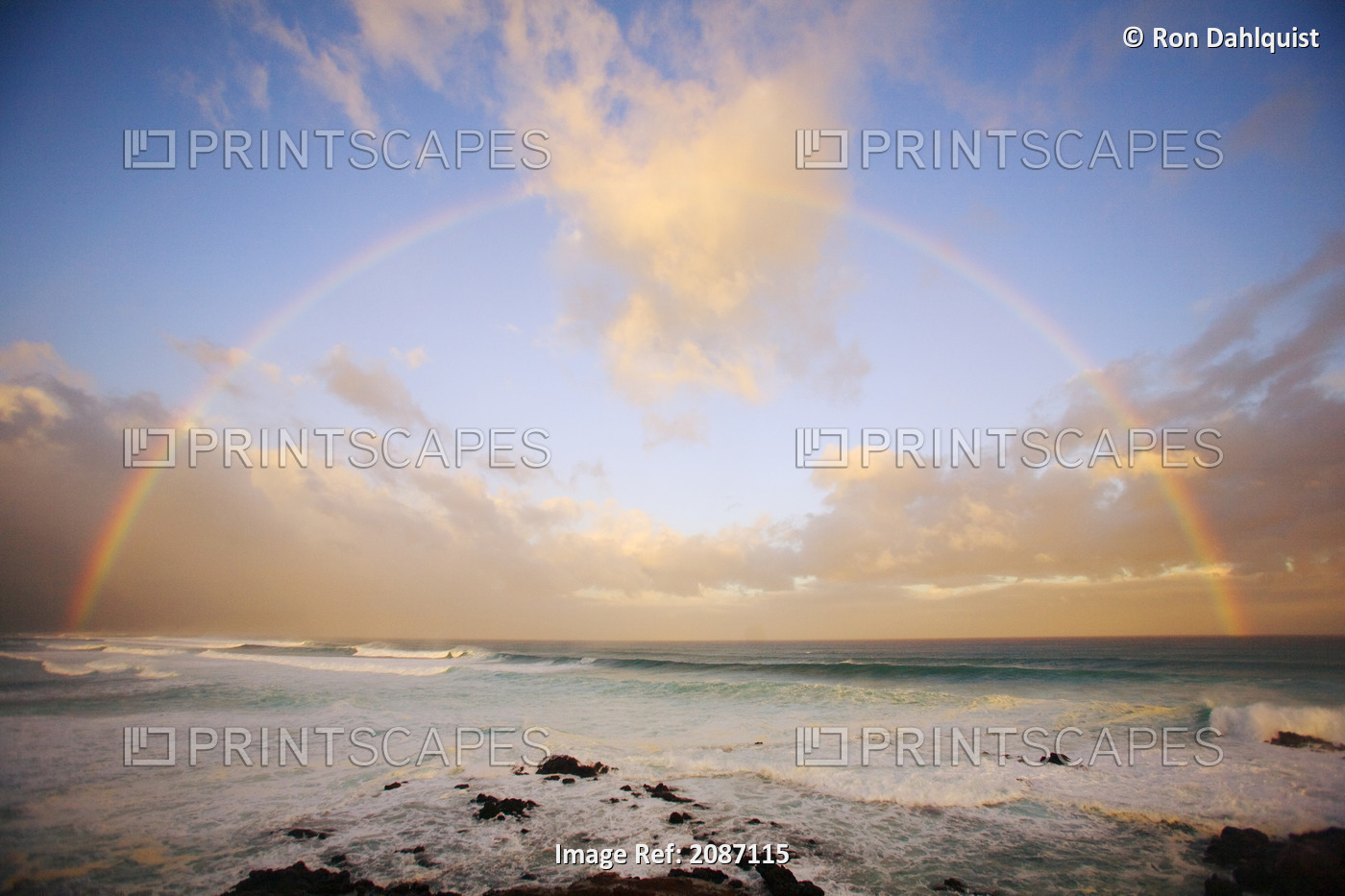 Hawaii, Maui, Rainbow offshore of Hookipa Beach at sunrise