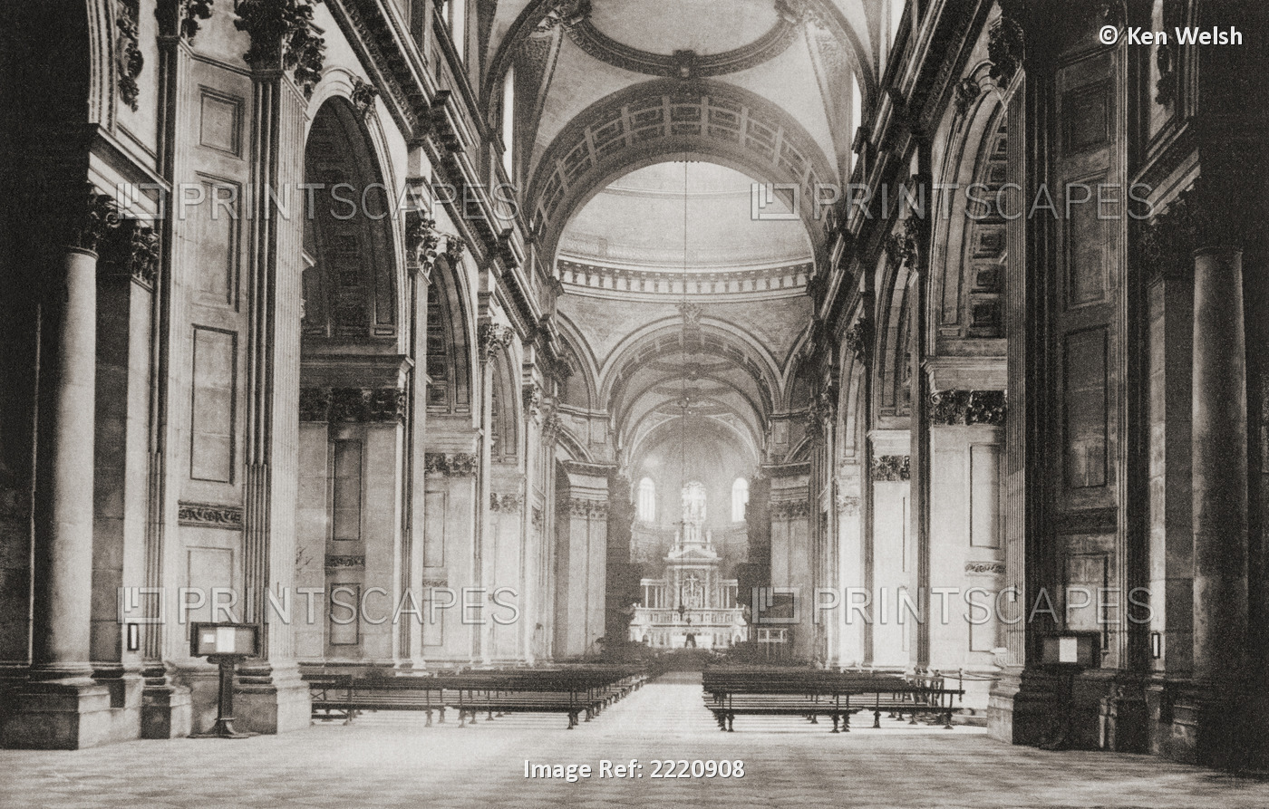 The Nave Of St. Paul's Cathedral, London, England In The Late 19Th Century. ...