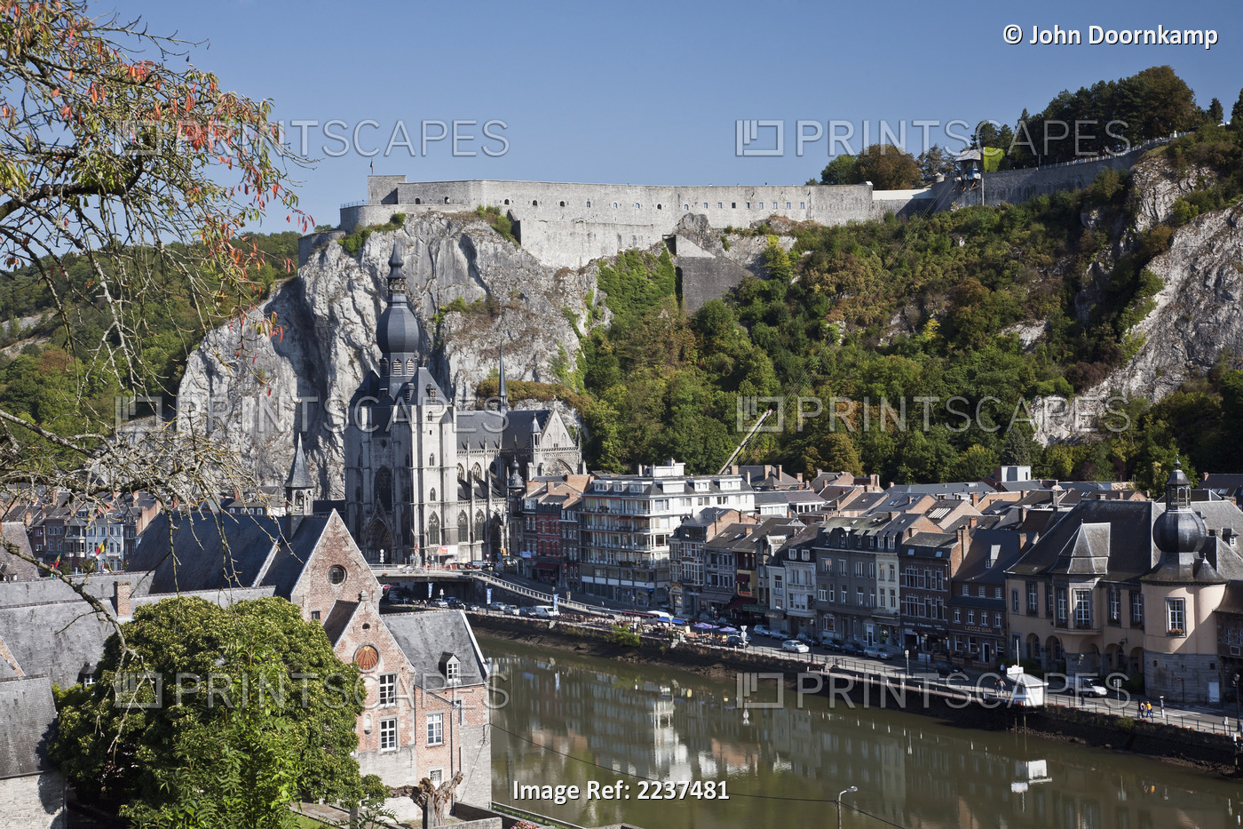 Meuse River with Citadel And Cathedral; Dinant Namur Belgium