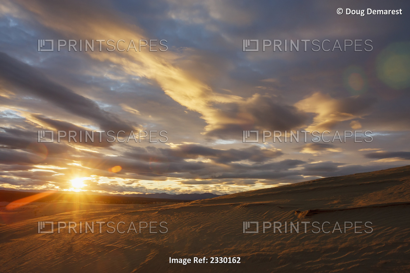 The Great Kobuk Sand Dunes With The Shadows Of The Arctic Midnight Sunset, ...