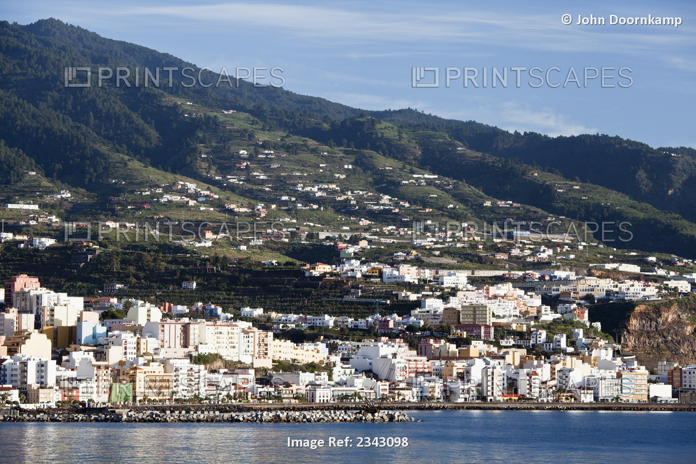 LA PALMA WATERFRONT AND MOUNTAIN SLOPES IN SUNSHINE