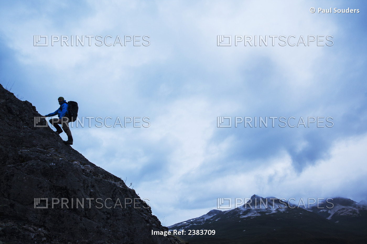 Swiss Biologist And Photographer Climbing On Ridge Line Above Kinak Bay Along ...