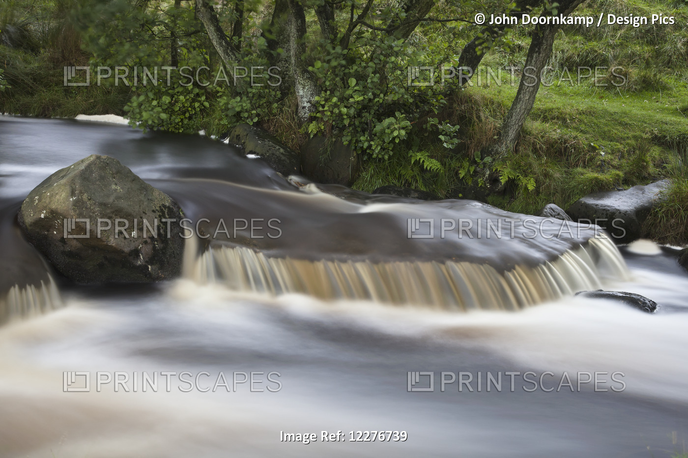 Burbage Brook Flowing In Peak District National Park; England