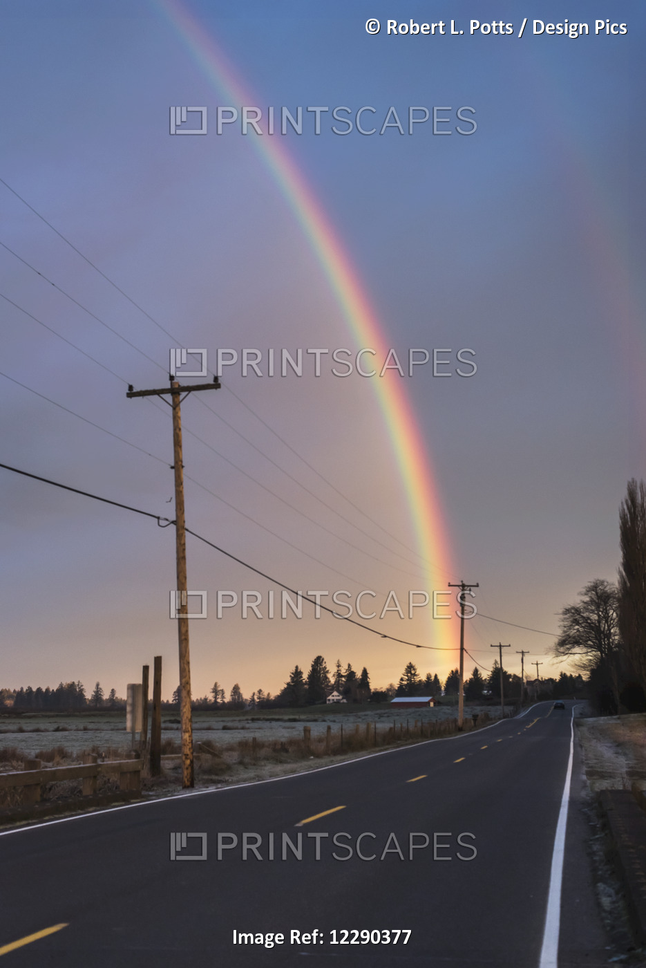 A Rainbow Brightens A Sky; Astoria, Oregon, United States Of America