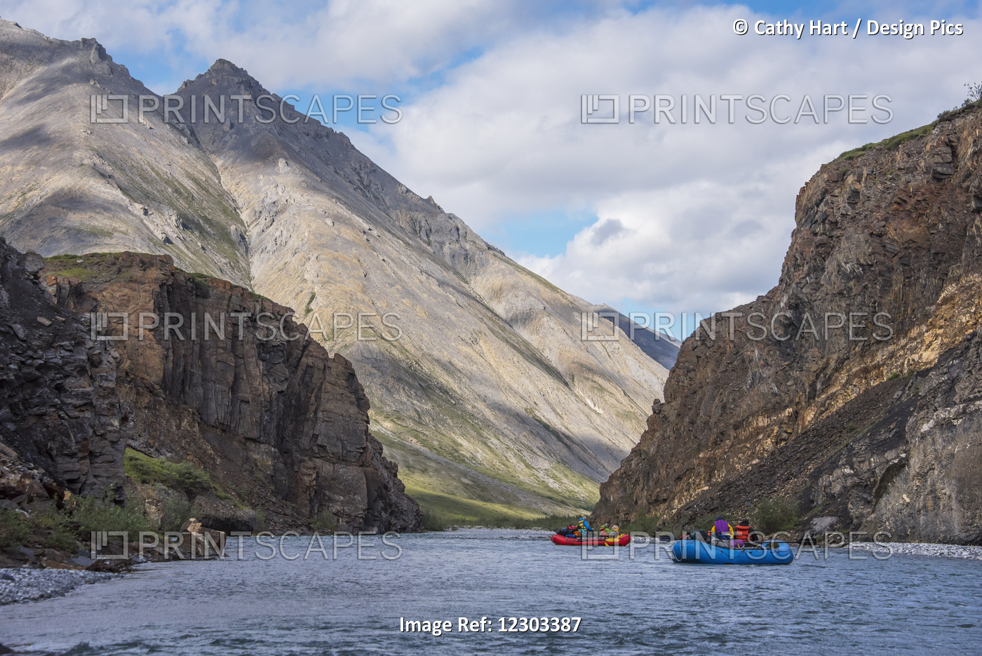 Rafters Among Canyon Walls On The Marsh Fork Of The Canning River In The Arctic ...