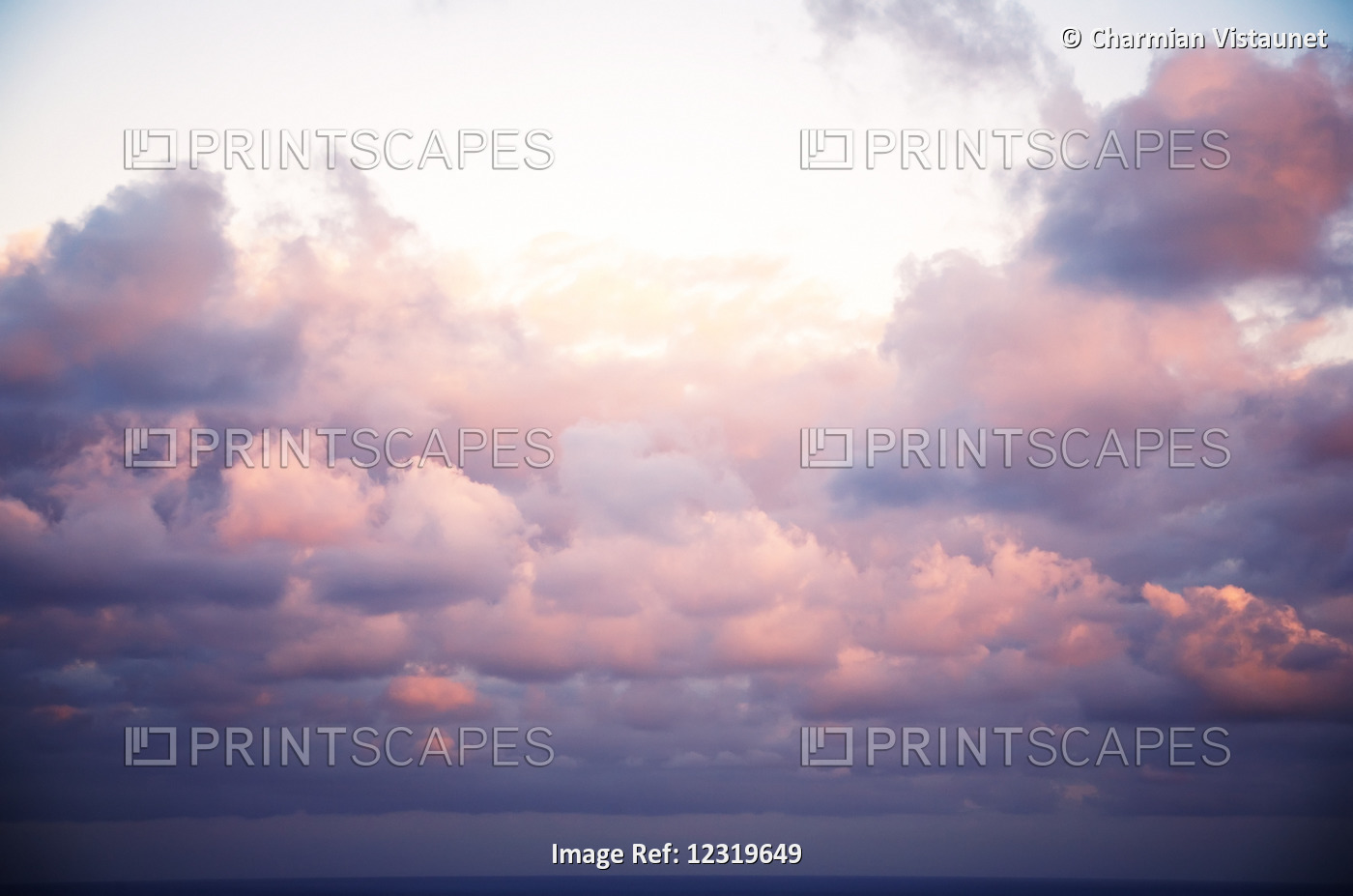 Cumulous Pink Clouds Over Horizon; Aina Haina, Oahu, Hawaii, United States Of ...