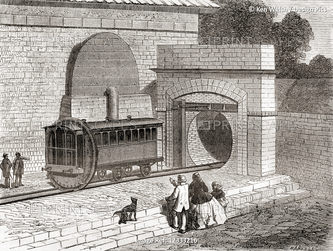 The entrance to The Crystal Palace pneumatic railway, an experimental ...