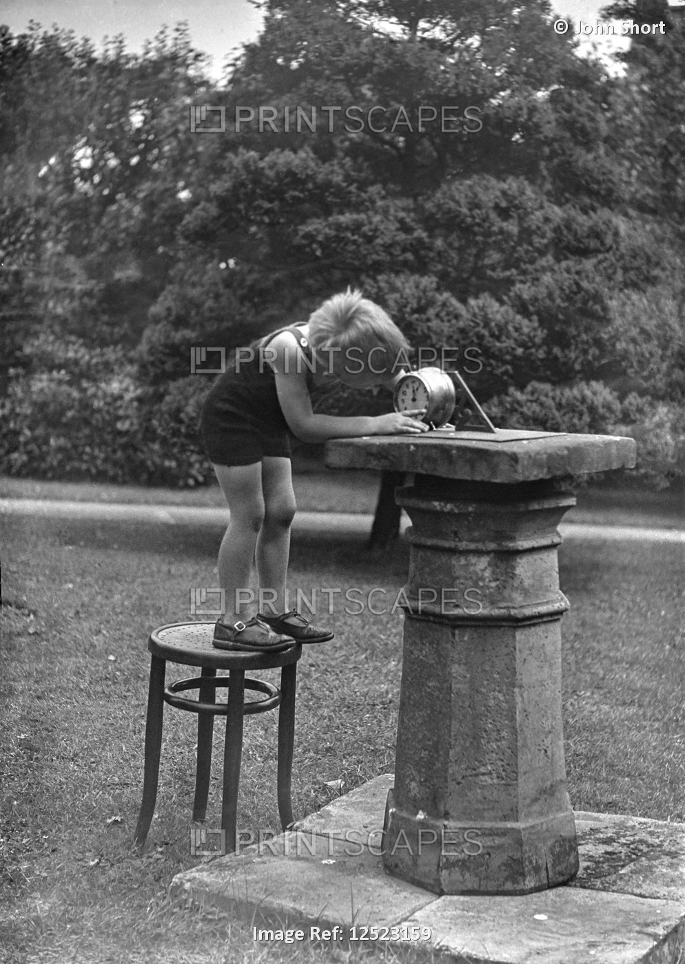 Glass Negative circa 1920.Victorian.Social History. A small boy on chair ...