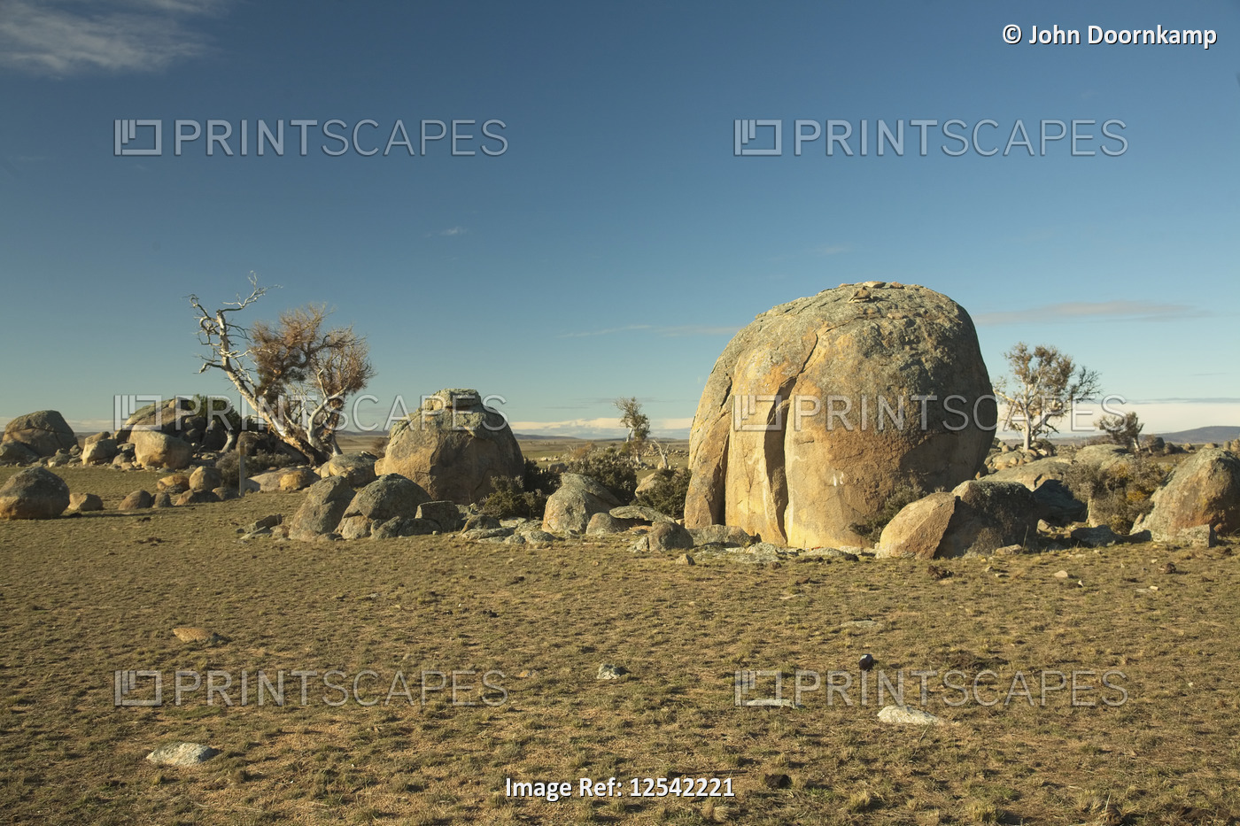 RESIDUAL GRANITE BOULDERS AND BEDROCK IN THE SEMI-ARID LANDS OF AUSTRALIA NEAR THE SNOWY MOUNTAINS