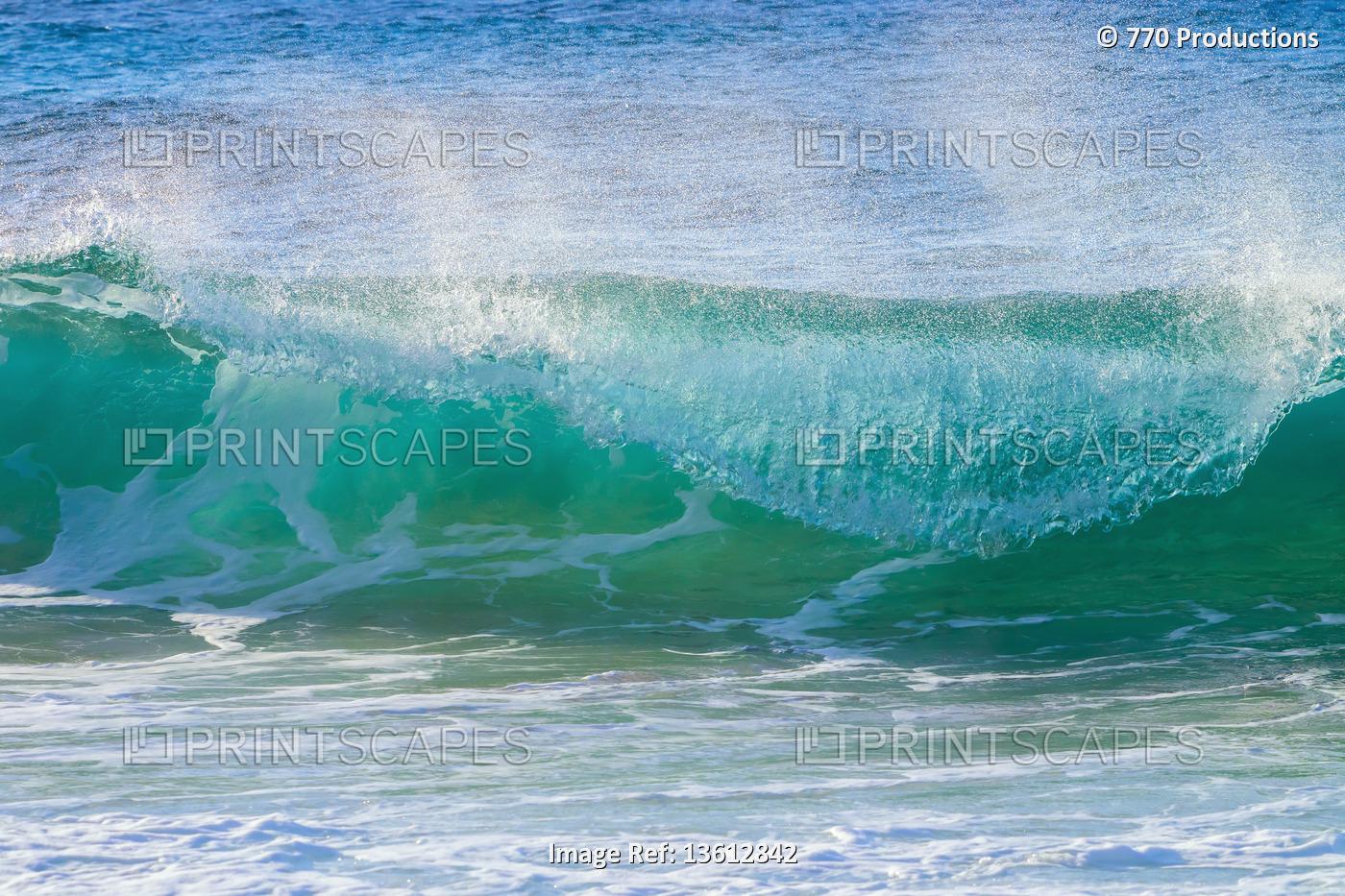 Splashing waves along the shore of sand, Banzai Pipeline; Oahu, Hawaii, United ...