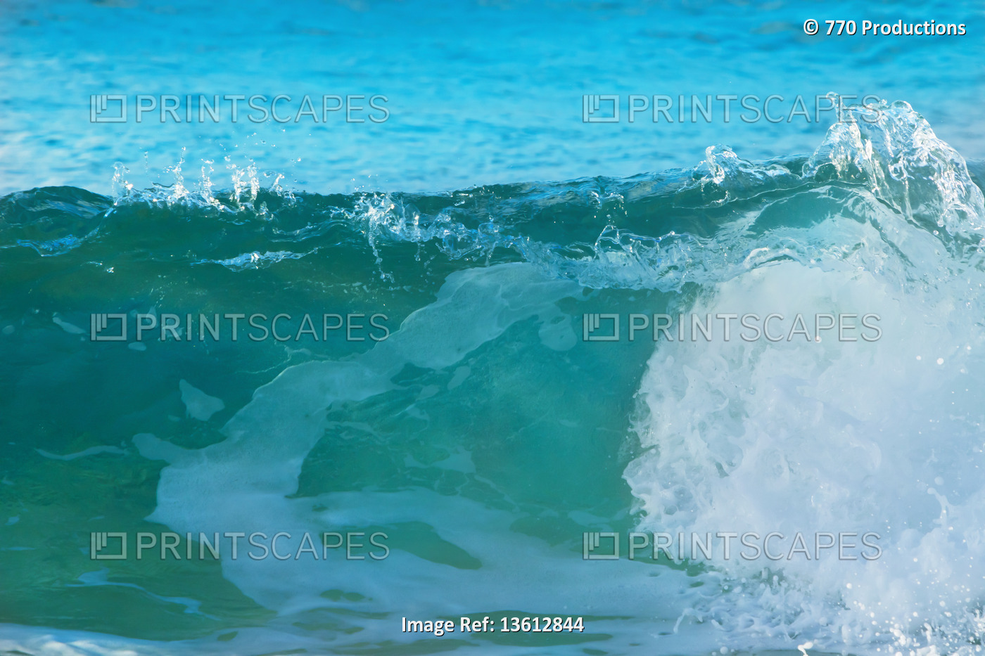 Movement of turquoise ocean water, Banzai Pipeline; Oahu, Hawaii, United States ...