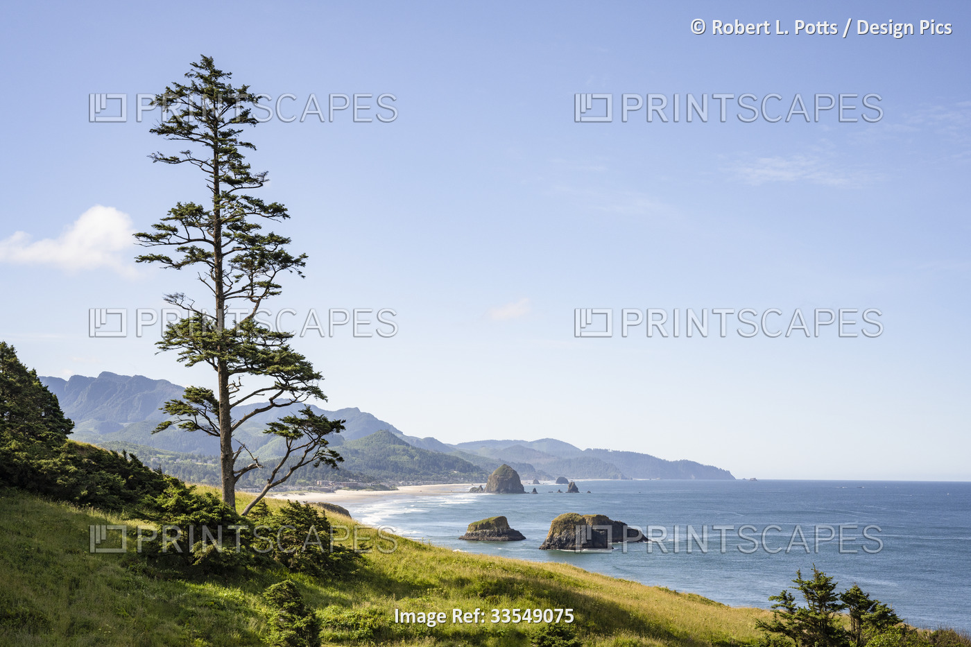 Another beautiful day begins at Ecola State Park on the Oregon Coast; Cannon ...