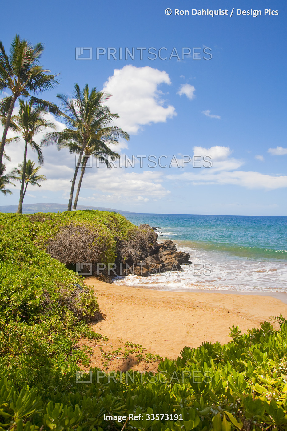 Po'olenalena Beach with oceanfront view of the Island of Kahoolawe in the ...
