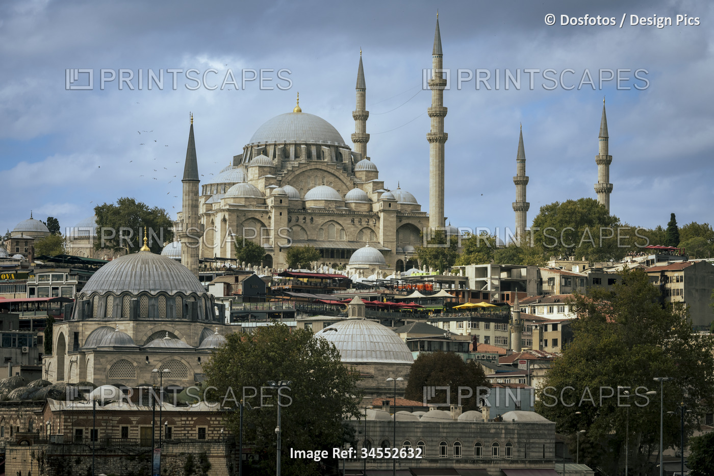 Suleymaniye Mosque on top of the hill; Istanbul, Turkey