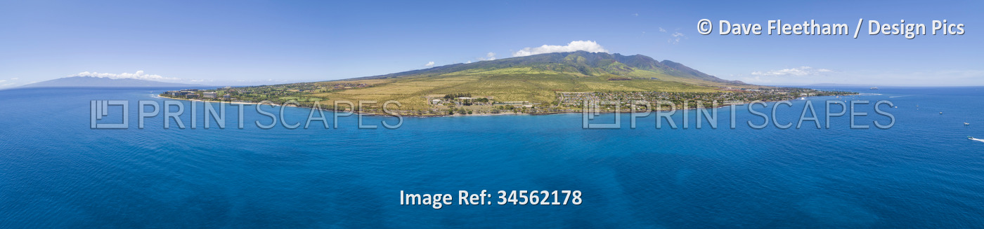 View of West Maui from Kaanapali Beach with Molokai in the background, to ...